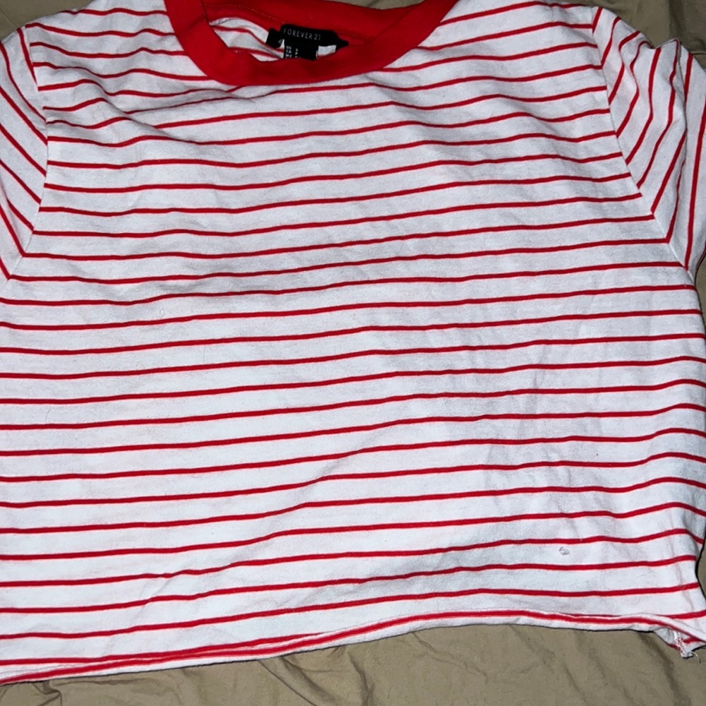 Red and white striped crop top
